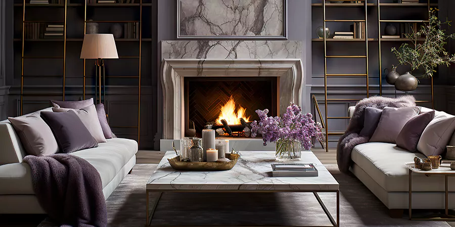 Modern Tile and Stone Fireplace Design Lakewood